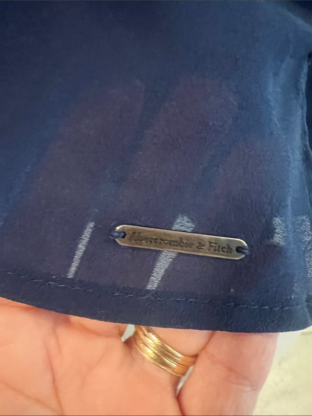 Navy Button-Front Blouse - Picture 3 of 3